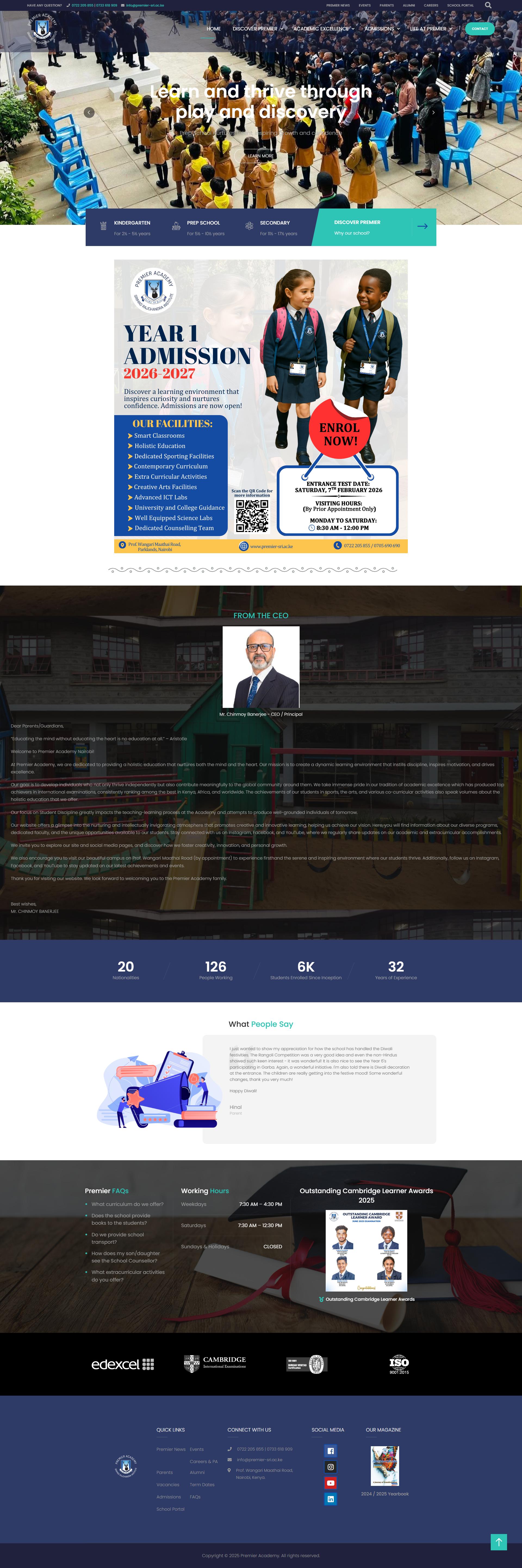Mobile application screenshots of a school management app showing attendance and messaging features